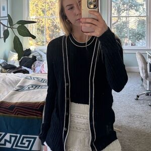 J. Crew Navy Cardigan with White Trim